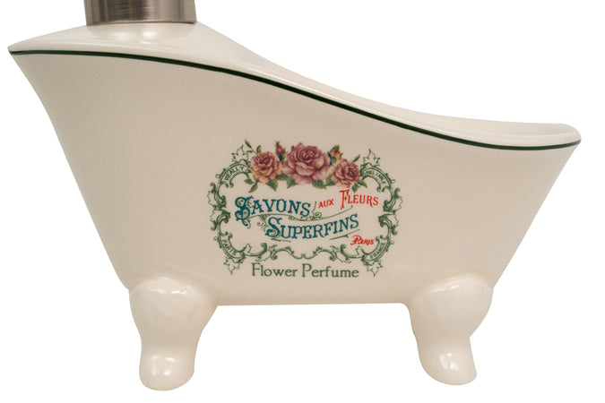 Biscottini Dispenser sapone liquido in porcellana bianca decorata "Savons Superfines" L17xPR9xH16 cm