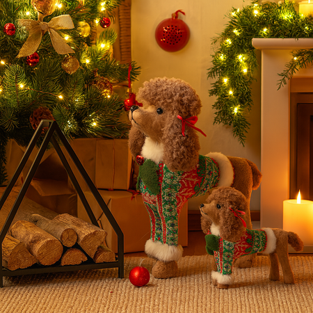 Barboncino di Natale peluche soffice decorazione natalizia per interno