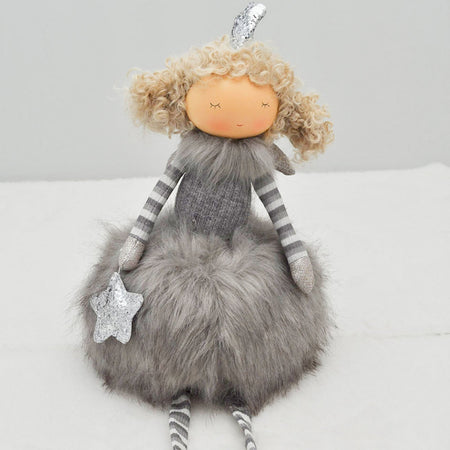 Pendaglio bambolina in pezza h 20 cm, pallina per Albero di Natale addobbi natalizi