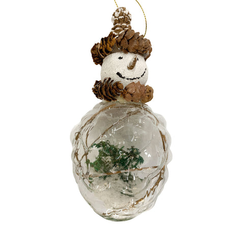 2 palline per albero di natale in vetro con pupazzo di neve da h 12 cm pendaglio decorato