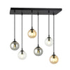 Sospensione Moderna 6 Luci Cosmo In Acciaio Nero E Sfere In Vetro Multicolor