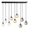 Sospensione Moderna 9 Luci Cosmo In Acciaio Nero E Sfere In Vetro Multicolor