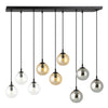 Sospensione Moderna 9 Luci Cosmo In Acciaio Nero E Sfere In Vetro Multicolor