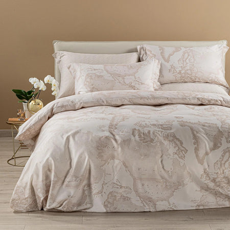 Copripiumino  Geo White ! Alviero Martini 1A Classe Completo in raso di cotone Matrimoniale Lusso ed Eleganza