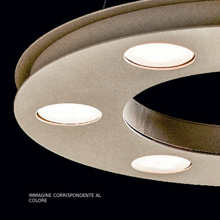 Lampadario moderno Illuminando UFO SP 8+4 GX53 LED sospensione metallo bianco sabbia tondo