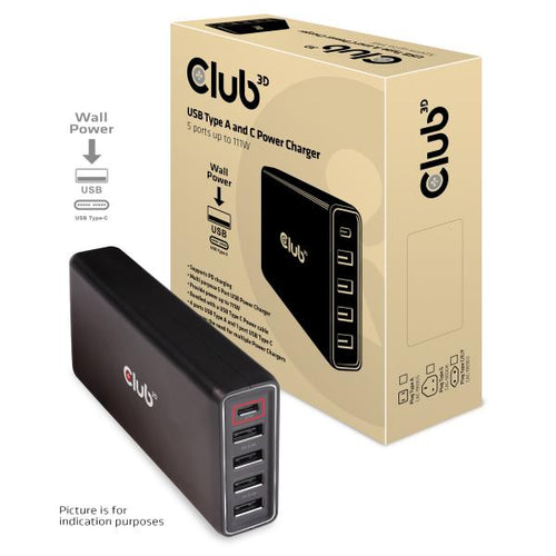 CLUB3D CAC-1903EU Caricabatterie per dispositivi mobili Universale Nero AC Interno (Club 3D CAC-1903 - str?mforsyningsadap)