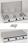 CFParker Fornello a Gas 3 Fuochi Gpl / Metano con Piano in Acciaio Inox e Valvola di Sicurezza mod. 5523RSG