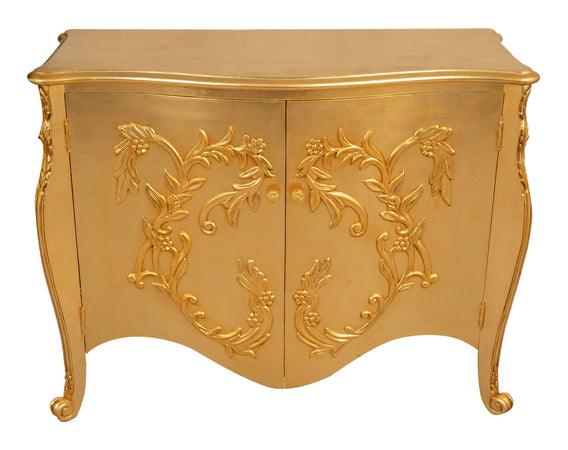 Biscottini Biscottini Comò 2 Ante Legno Finitura Dorata 123x50x91 Stile Country Shabby