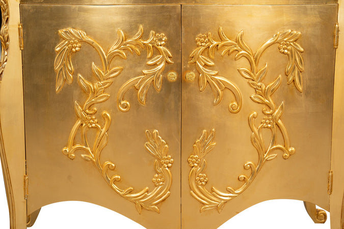 Biscottini Biscottini Comò 2 Ante Legno Finitura Dorata 123x50x91 Stile Country Shabby