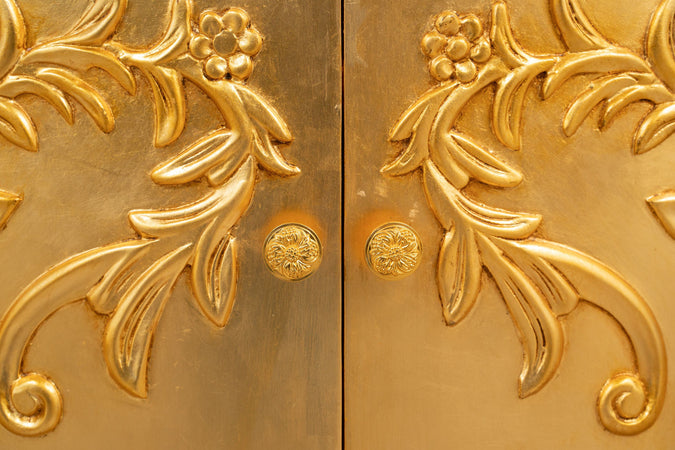 Biscottini Biscottini Comò 2 Ante Legno Finitura Dorata 123x50x91 Stile Country Shabby