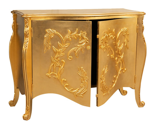 Biscottini Biscottini Comò 2 Ante Legno Finitura Dorata 123x50x91 Stile Country Shabby