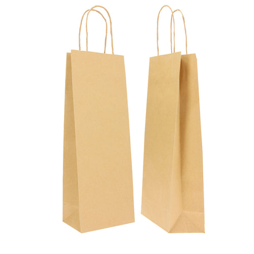 20 Shoppers Carta Biokraft 14X9X38Cm Portabottiglie Avana