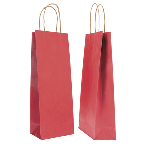 20 Shoppers Carta Biokraft 14X9X38Cm Portabottiglie Rosso