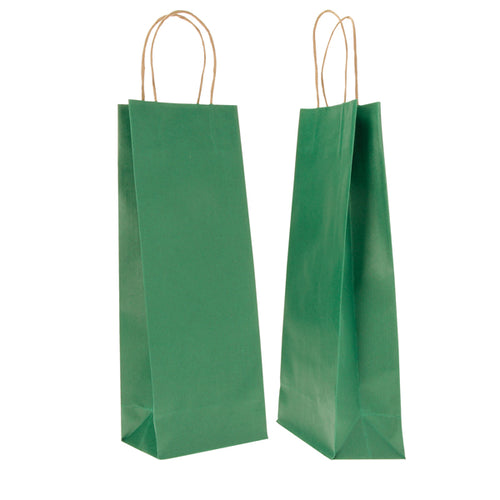 20 Shoppers Carta Biokraft 14X9X38Cm Portabottiglie Verde