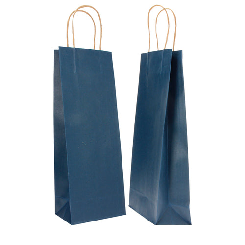 20 Shoppers Carta Biokraft 14X9X38Cm Portabottiglie Blu