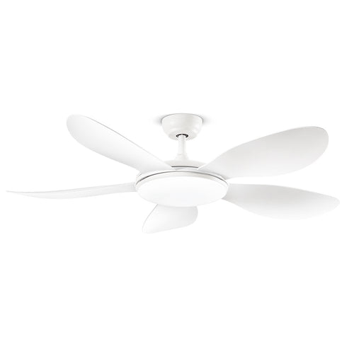Ventilatore Metallo Bianco Opaco Led 36W 5 Pale Acrilico Bianco Smarti