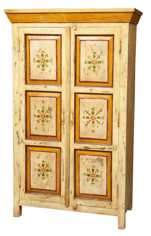 Biscottini Biscottini Stipo Vintage Legno Massiccio Dipinto a Mano 4 Piani 90x46x150