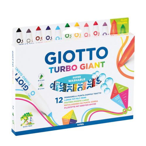 Astuccio 12 Pennarelli Giotto Turbo Giant Classici+2 Neon