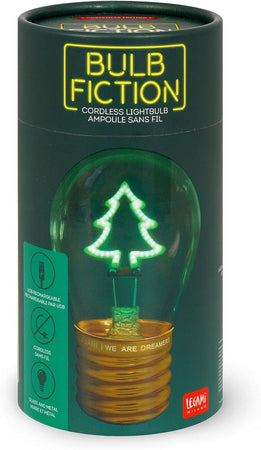 Legami Lampada da Tavolo a forma di Lampadina, For Indoor Use Only, Ricaricabile con Cavo USB, Senza Fili, Tema Xmas Tree