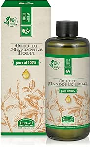 Helan, Olio di Mandorle Puro, Olio di Mandorle Dolci, Idratante, Nutriente, Elasticizzante, Aiuta a prevenire le smagliature, 200 mL