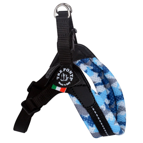 Pettorina Tre Ponti Easy Fit Sottopancia Regolabile Azzurro Mimetico per Cani