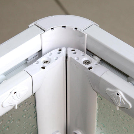 Box doccia angolare "Acril" in Acrilico con profili in PVC apertura centrale riducibile "Made in Italy"