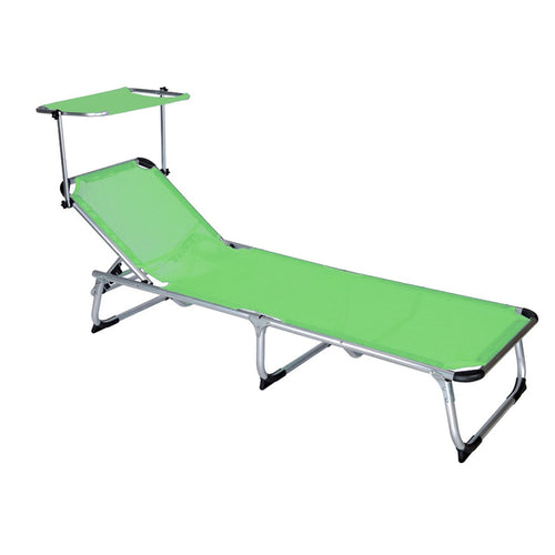 Lettino prendisole Super in alluminio pieghevole con tettuccio da mare e giardino