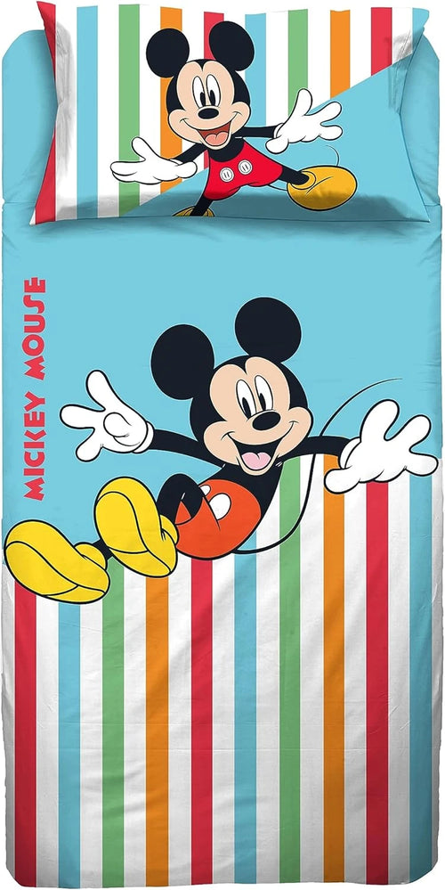Completo lenzuola singolo Michey Mouse in 100% puro cotone