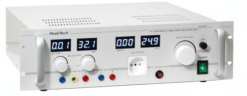 PeakTech P 2235 Trasformatore di separazione 0 250 V AC Regolabile (4,5 A) e Alimentatore DC da Laboratorio 0-30 V/0 5 A
