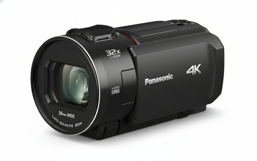 Panasonic HC-VX3E-K 4K Camcorder, 4K Video (25p), 25mm F1.8 Wide Angle Lens, 24X Optical Zoom, Hybrid OIS+, HDR, Zoom Microphone, Touch Screen, Creative Functions (Black)