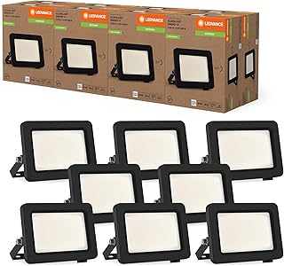 LEDVANCE 8 Pack 10W 1750LM LED Flood Light with Energy Class A Black Aluminium Housing for Outdoor Use Compact Design Light Weight Easy to Install