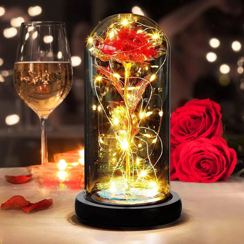 Idea Regalo ROSA ETERNA in Ampolla di vetro con led