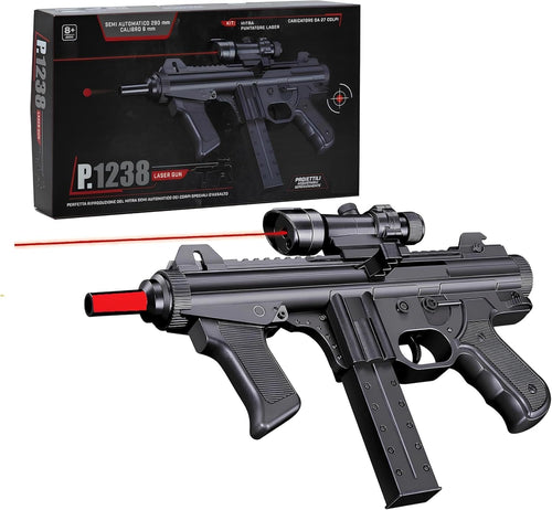 P.1238 Laser Gun Mitra Giocattolo Semi-Automatico con Puntatore Laser, Plastica, 28 cm, per Bambini 8+