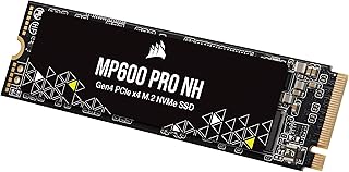 Corsair MP600 PRO NH 8 TB PCIe Gen4 x4 NVMe M.2-SSD " Hochdichter TLC NAND " M.2 2280-Formfaktor " Kompatibel mit DirectStorage " Bis zu 7.000 MB/s " Ohne Khlkrper " Schwarz