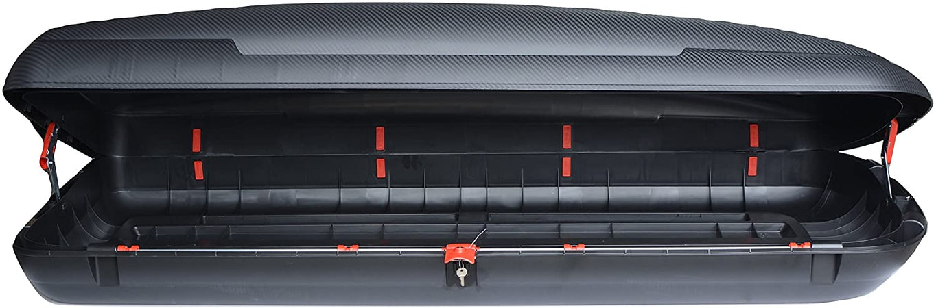 Baule portapacchi per auto effetto fibra di Carbonio da 480 lt "Made in Italy"