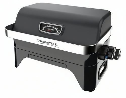 CAMPINGAZ Attitude2go R Gas Grill, Table Top Grill with Low Smoke, Portable Balcony Grill, Camping Grill, with Lid, Thermometer and Cast Iron Grill