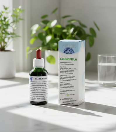Clorofilla liquida SENZA alcool, da erba Alfalfa, 50 ml. senza conservanti, - Aether