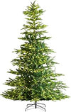 VEVOR Christmas Tree, 1.35 x 2.25 m, Artificial Christmas Tree with 700 Warm White LED Lights, 1319 Branch Tips, Metal Base for Home Party Office Decoration