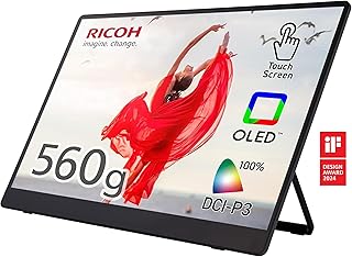 Ricoh 150 Mobile 16 Inch 1920 x 1080P OLED Display Monitor, USB-C Lightweight Touch Screen Monitor with Two Built-in Speakers for Laptop/PC/Smartphone Application