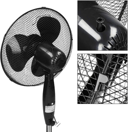 Ventilatore a piantana 3 velocità, pala da Ø 40 cm altezza regolabile h 125 cm