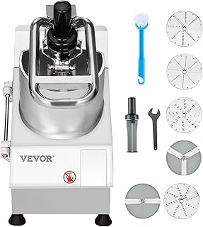VEVOR Food Processor Vegetable Cutter Vegetable Chopper 2 Filling Openings Cutter Made of Food-Grade Stainless Steel with 6 Removable Blades 3/5/7/10 mm Rasp 2/4 mm Slicer for Vegetables Fruit