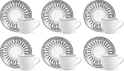 Confezione 6 tazze caffè voyage con piatto in porcellana decorataH&H