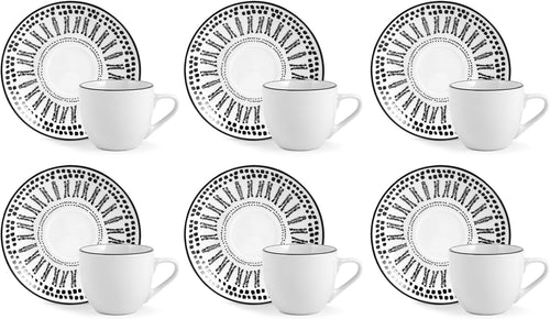 Confezione 6 tazze caffè voyage con piatto in porcellana decorataH&H