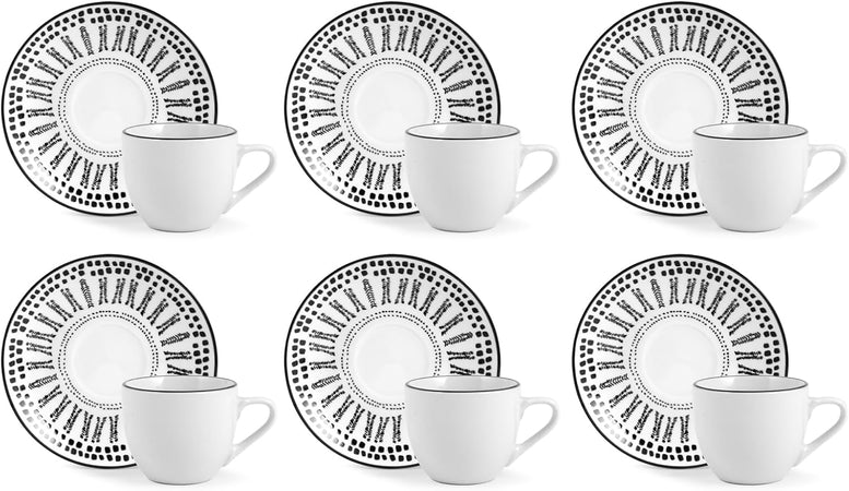 Confezione 6 tazze caffè voyage con piatto in porcellana decorataH&H