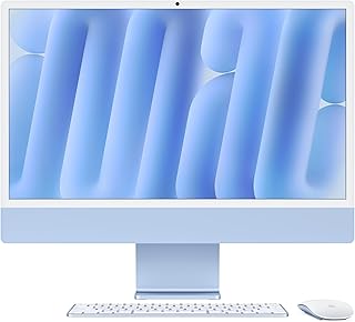 Apple iMac All-in-One Desktop Computer with M4 Chip with 10 Core CPU and 10 Core GPU: 24 Retina Display, 24GB Shared Memory, 512GB SSD Memory, Matching Accessories - Blue