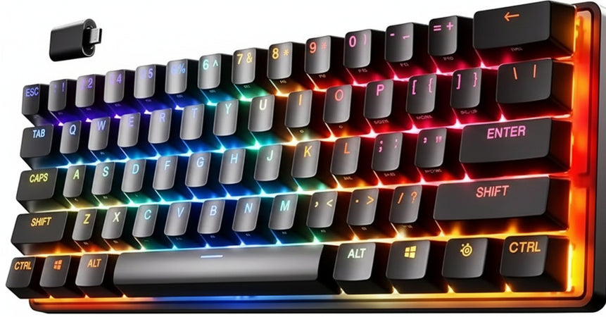 SteelSeries Apex Pro Mini Wireless - Tastiera meccanica da gaming - La pi veloce al mondo - Azionamento regolabile - Fattore di forma del 60% - Bluetooth 5.0 - 2,4GHz - Layout tedesco (QWERTZ)