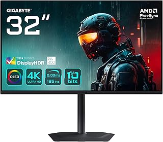 Gigabyte MO32U 31.5 Inch OLED 4K UHD Gaming Monitor - 3840 x 2160, 165Hz, 0.03ms, 250 cd/m, Display HDR True Black 400, HDMI 2.1, DisplayPort 1.4