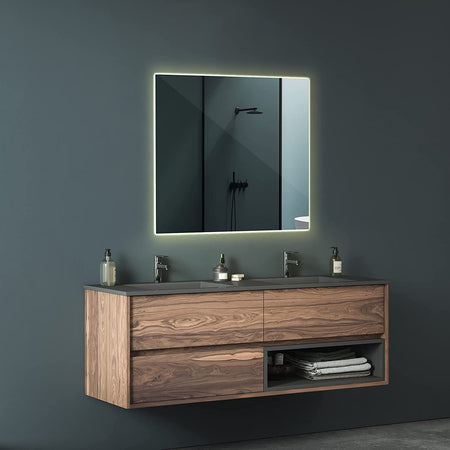 Specchio retroilluminato quadrato da bagno a LED prodotto Artigianale "Made in Italy"