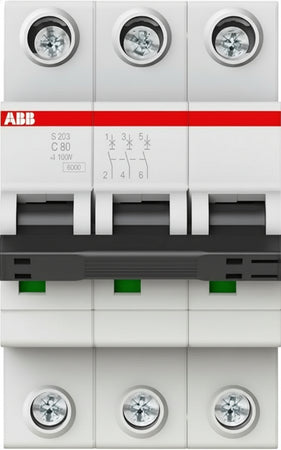 abb-entrelec Automatic Switch s203-c80 3 Poles 80 A C 6 KA