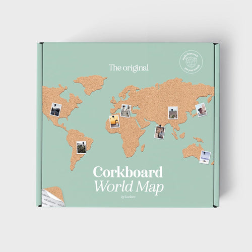 Luckies of London Corkboard Map - Mappamondo in sughero autoadesivo con puntine - Idea regalo viaggio
